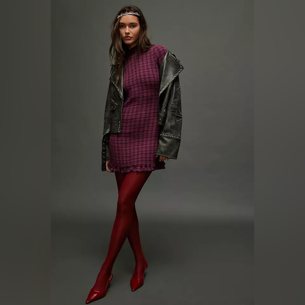 Free People Autumn Chill Plaid Mini Dress